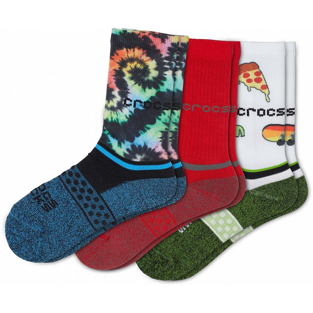 Chaussettes Crocs Crew Seasonal 3-Pack Garcon Multicolore | France 1671ILHS